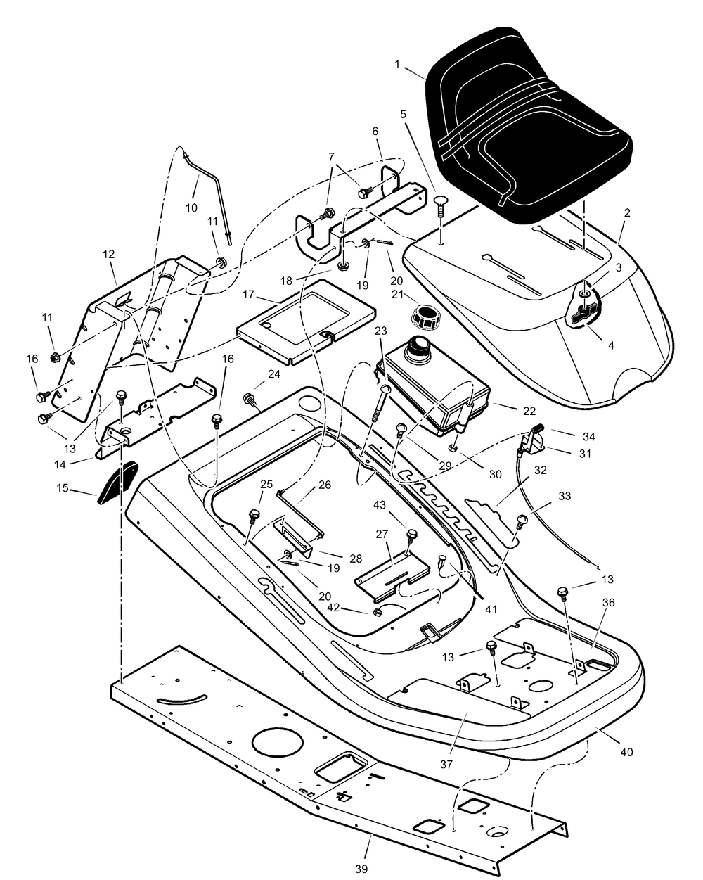 Chassis And Hood Diagram and Parts List for 309000X31A  Briggs and Stratton Lawn Tractor